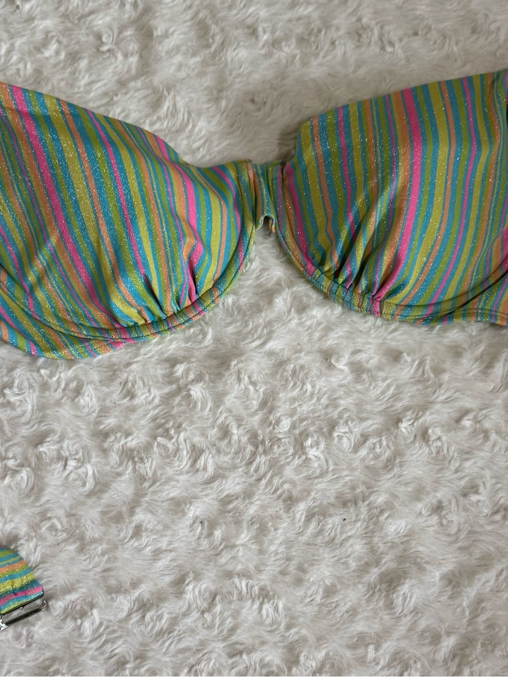 wild fable Rainbow Glitter Stripe Bandeau Bikini Top